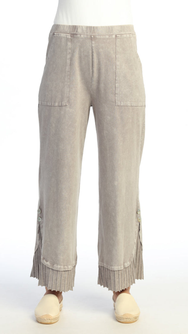 Jess & Jane Mineral Wash Wide Leg Pant With Contrast - Multiple Colors