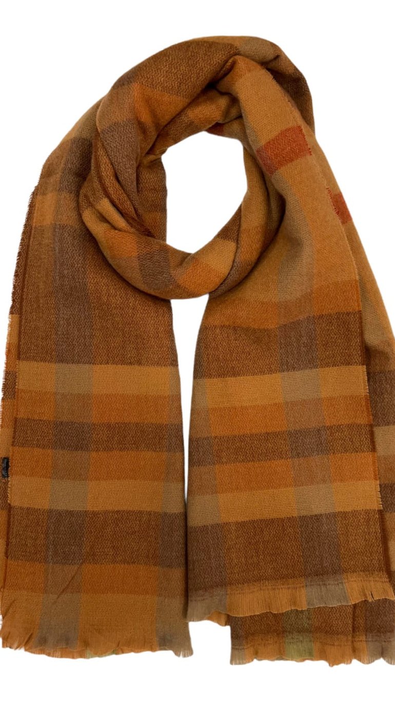 London Scarves Big Check Scarf with Fringe