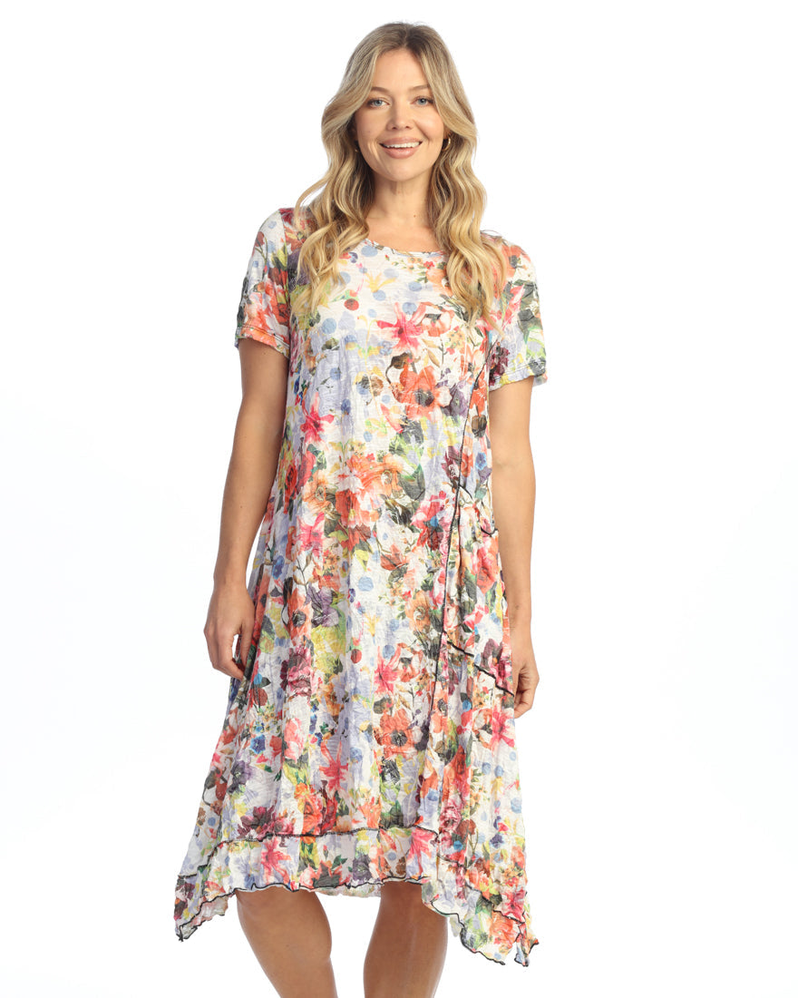 Jess & Jane Crushed Short Sleeve Travel Dress - Multiple Prints