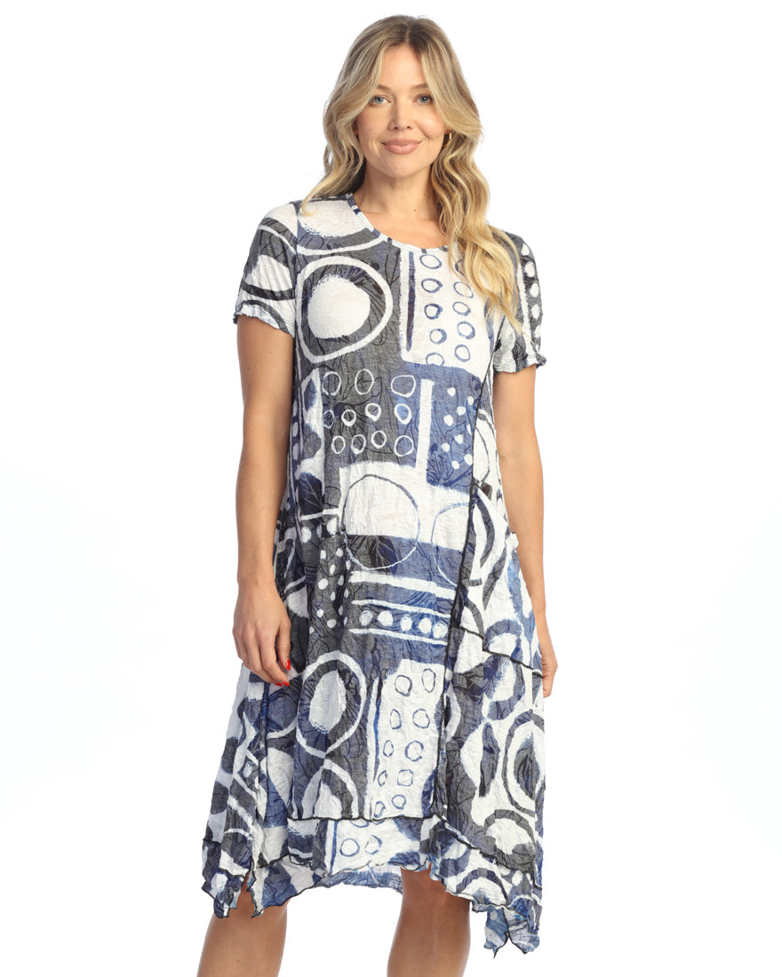 Jess & Jane Crushed Short Sleeve Travel Dress - Multiple Prints