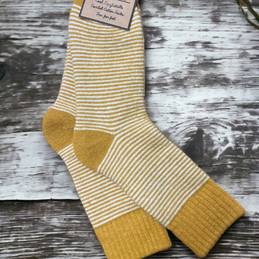 Jess & Lou Ribbed Socks with Stripes - Multiple Colors