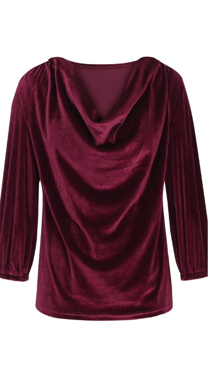 The Moment Collection Velvet Drape Neckline Top