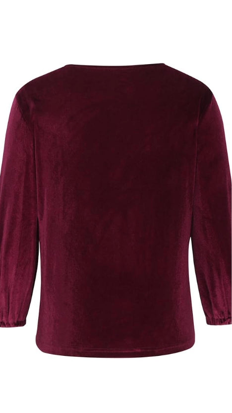 The Moment Collection Velvet Drape Neckline Top