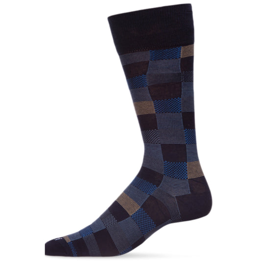 MeMoi Men's Checkerboard Bamboo Dress Crew Socks