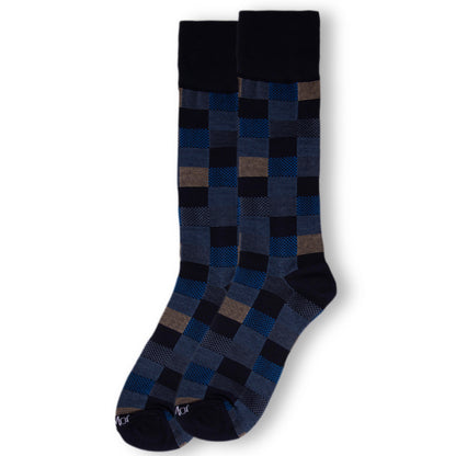 MeMoi Men's Checkerboard Bamboo Dress Crew Socks