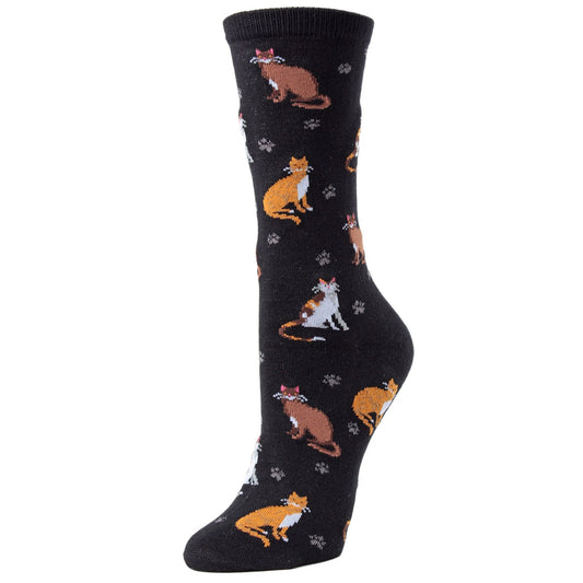 MeMoi Cats & Friend Bamboo Crew Socks