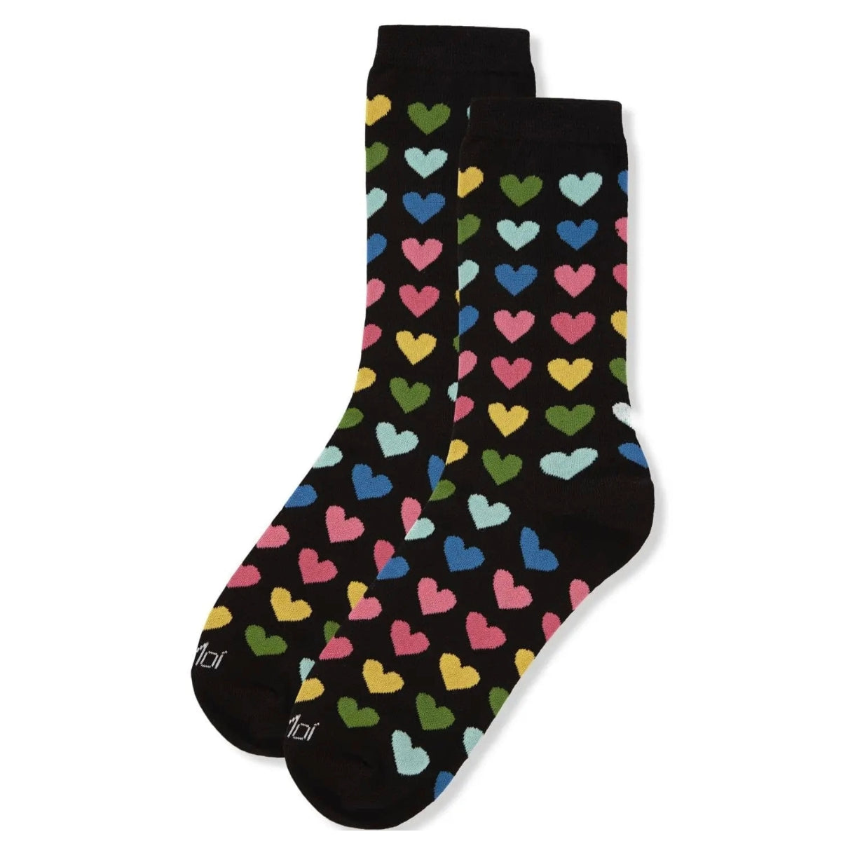 MeMoi Multicolored Hearts Bamboo Crew Socks