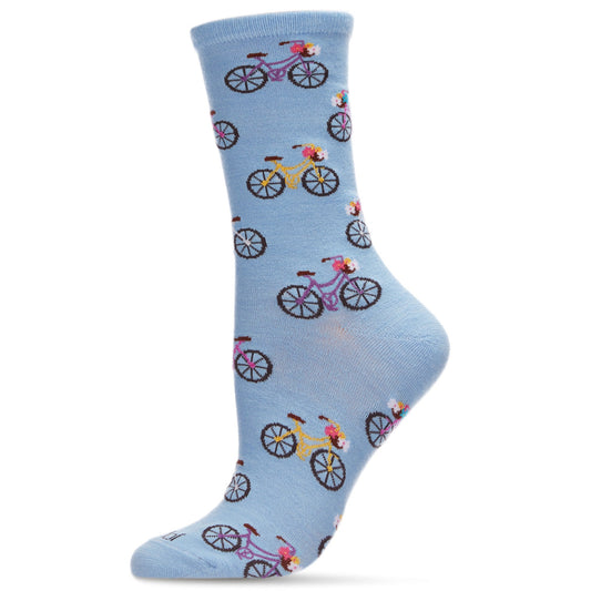 MeMoi Time to Ride Bicycles Bamboo Crew Socks - Multiple Colors