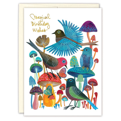 Birds & Mushrooms Birthday Card