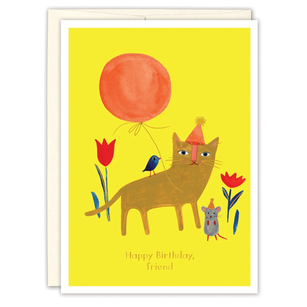 Cat Bird Mouse Birthday Card