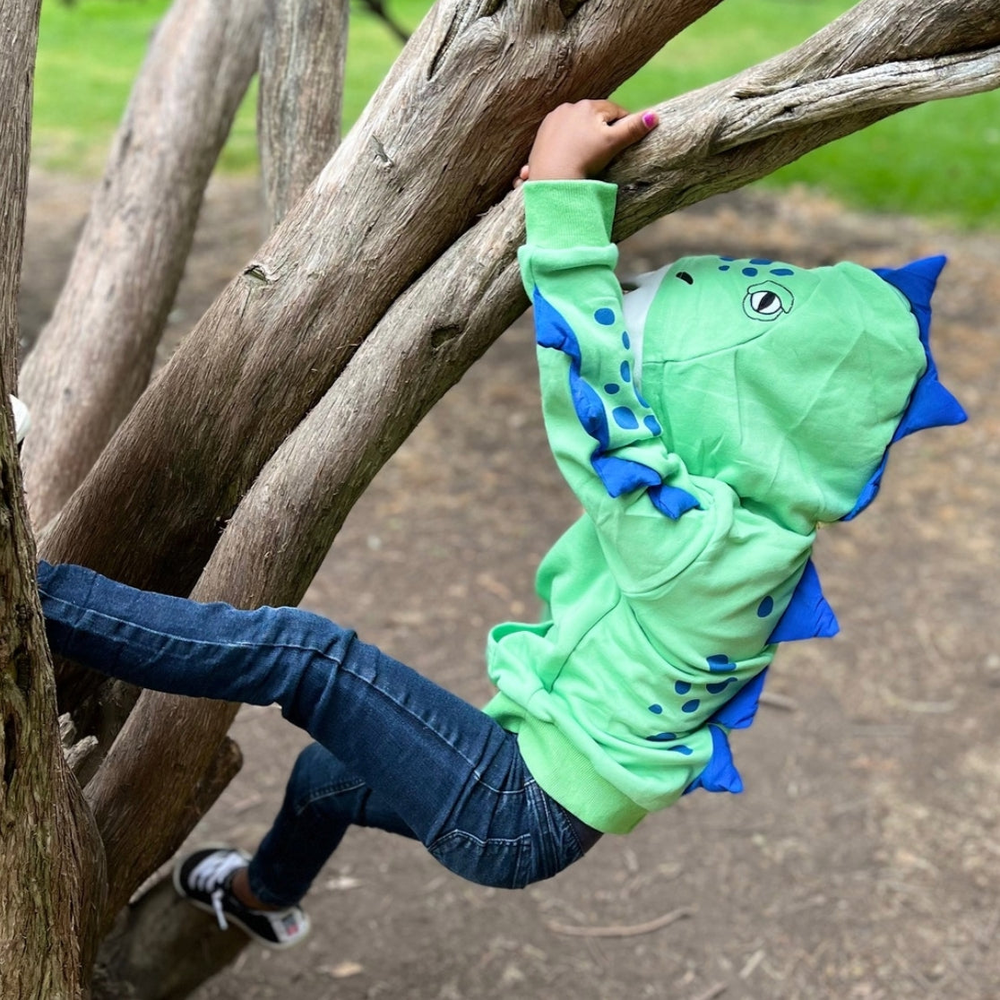 Doodle Pants Green Spiky Dino 3D Hoodie