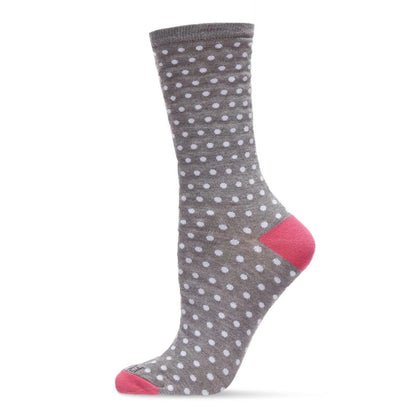 MeMoi Pin Dot Bamboo Blend Crew Socks