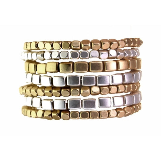 Kole Design Square Stretch Bracelet Set - Multiple Colors