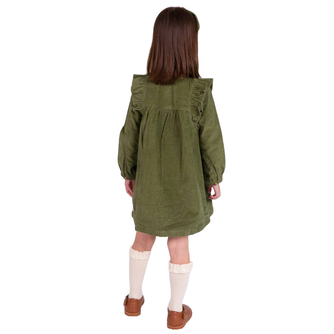 RuffleButts Stretch Corduroy Ruffle Dress