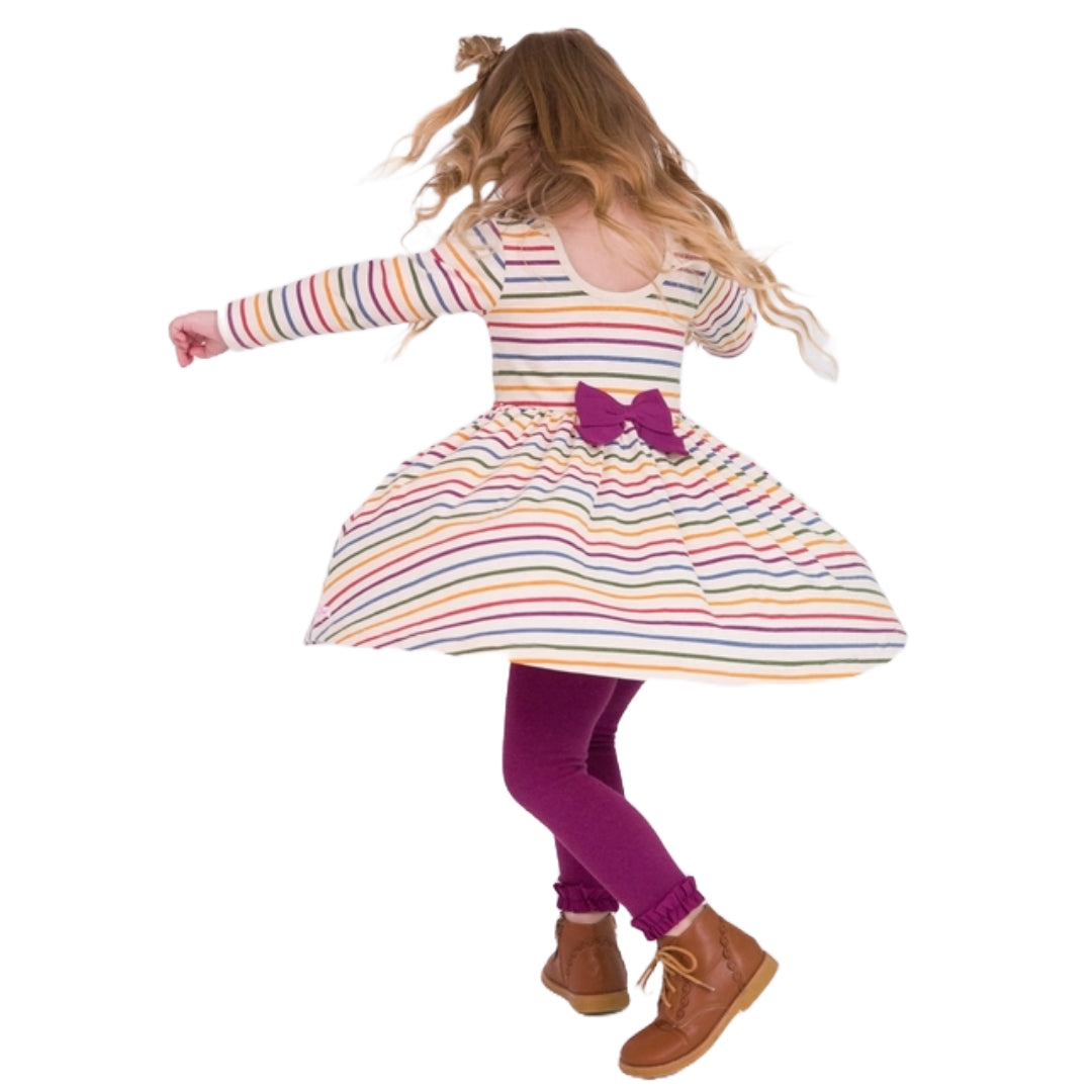 RuffleButts Countryside Rainbow Stripe Twirl Dress