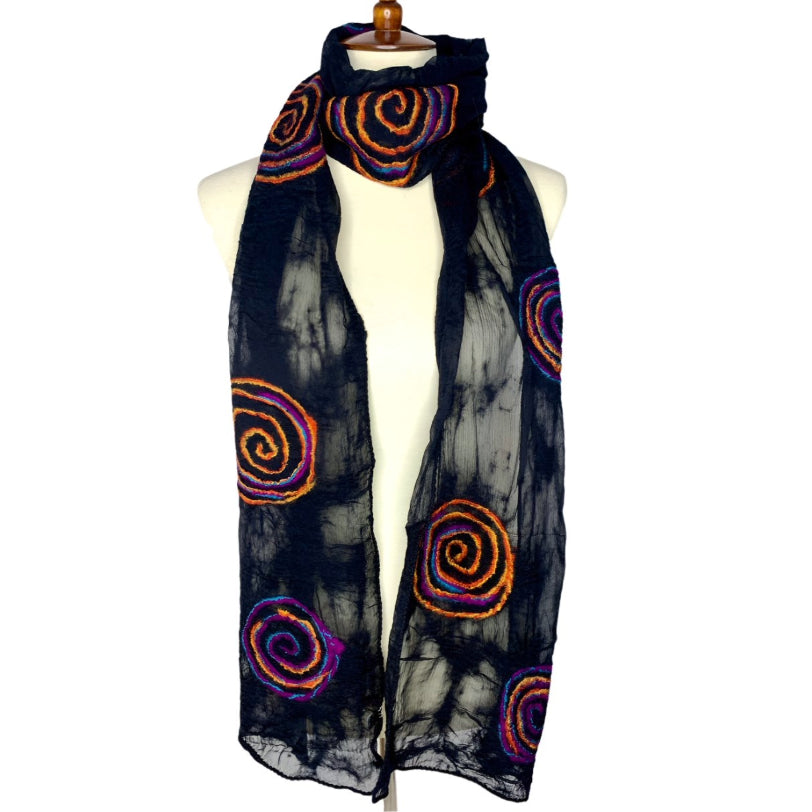 Pomegranate Moon Midnight Spiral Scarf