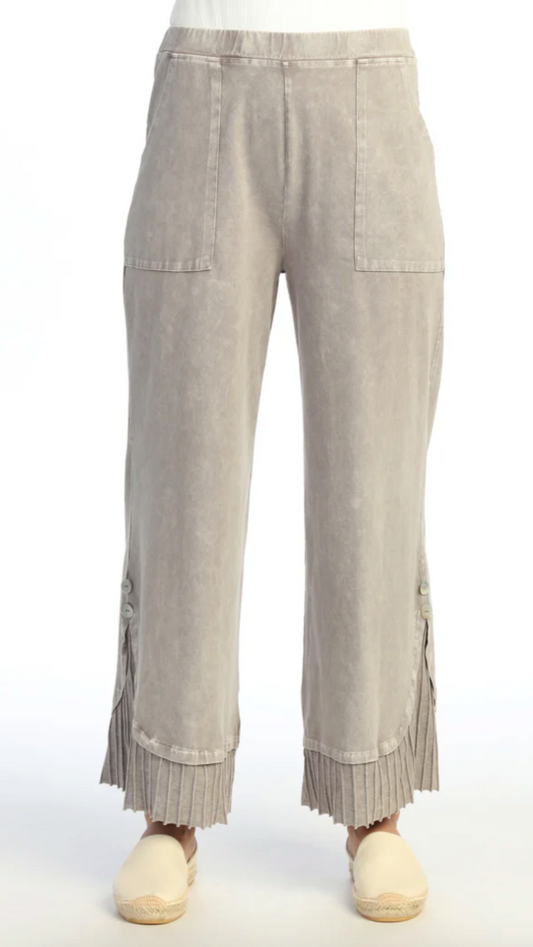 Jess & Jane Mineral Wash Wide Leg Pant With Contrast - Multiple Colors