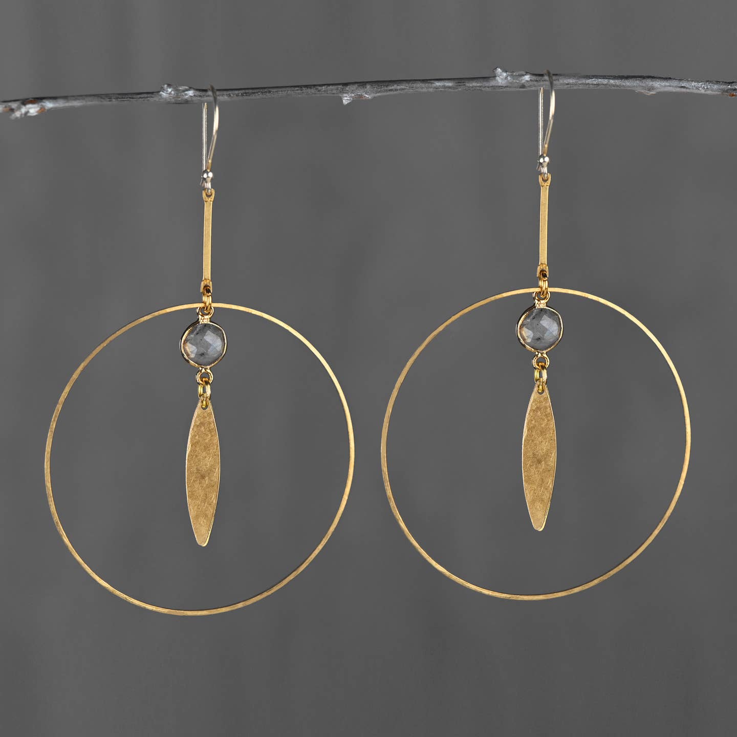 KBD Studio Hammered Marquise Hoop Earrings