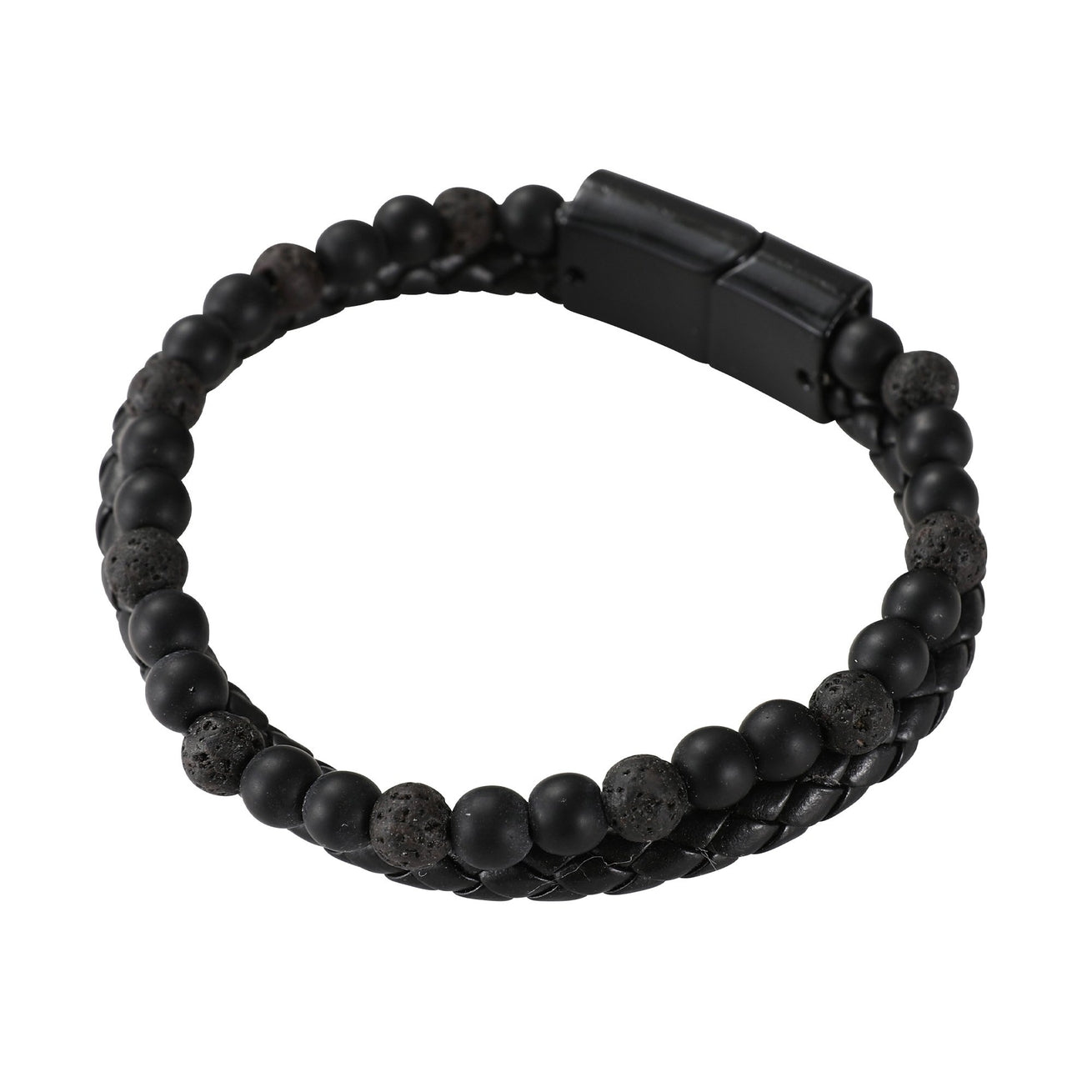 Mad Man Leather and Lava Rock Bracelet - Multiple Colors