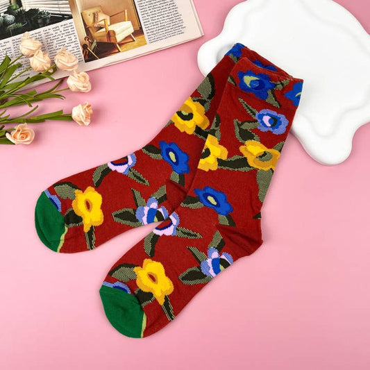 Mildstyles Vintage Floral Mid-Calf Socks - Multiple Colors