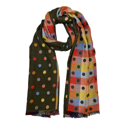 London Scarves Reversible Multi Color Dot Scarf - Multiple Colors