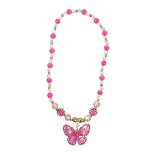 Pink Poppy Butterfly Necklace