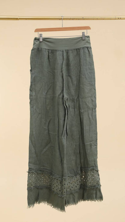 Lea & Luc Linen Eyelet Pants - Multiple Colors