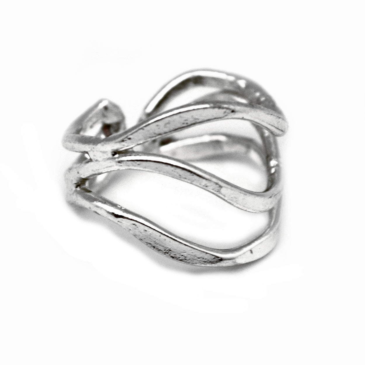 Anju Jewelry Silver Tapered Curved Lines Ring