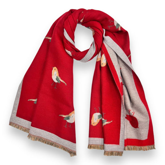 London Scarves Reversible Robin Bird Scarf - Multiple Colors