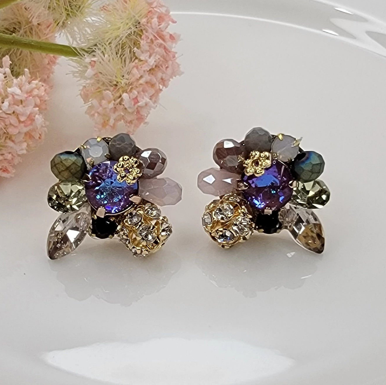 Betty Oh Cluster Post Earrings - Multiple Colors