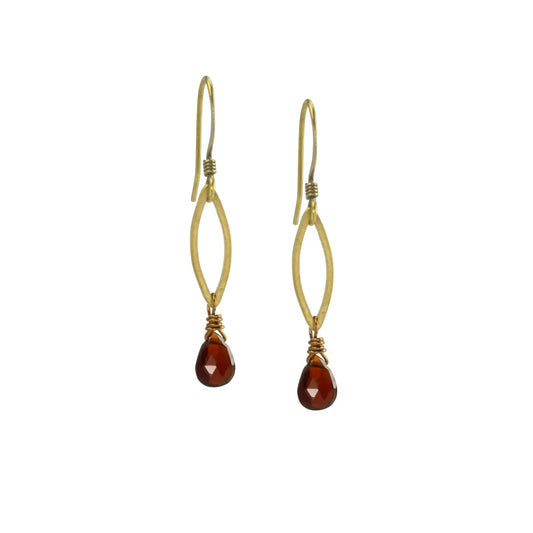 Edgy Petal Dainty Garnet Teardrop Earrings