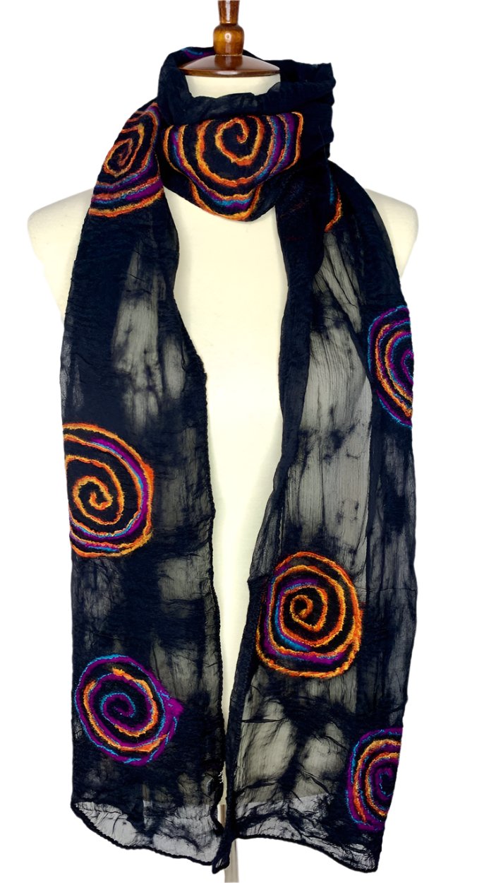 Pomegranate Moon Midnight Spiral Scarf