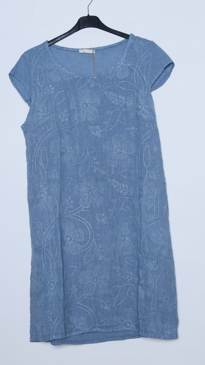 Lea & Luc Linen Flower Printed Short Dress - Multiple Colors