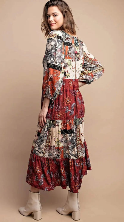 BNS Mixed Print Midi Dress