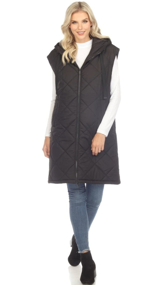 White Mark Quilted Puffer Vest - Multiple Colors