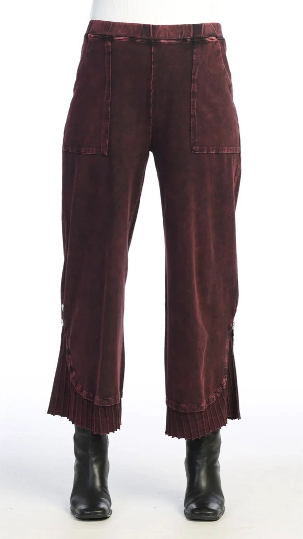 Jess & Jane Mineral Wash Wide Leg Pant With Contrast - Multiple Colors