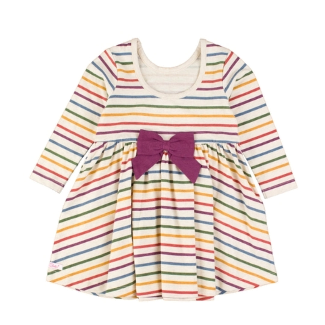 RuffleButts Countryside Rainbow Stripe Twirl Dress