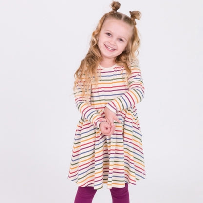 RuffleButts Countryside Rainbow Stripe Twirl Dress