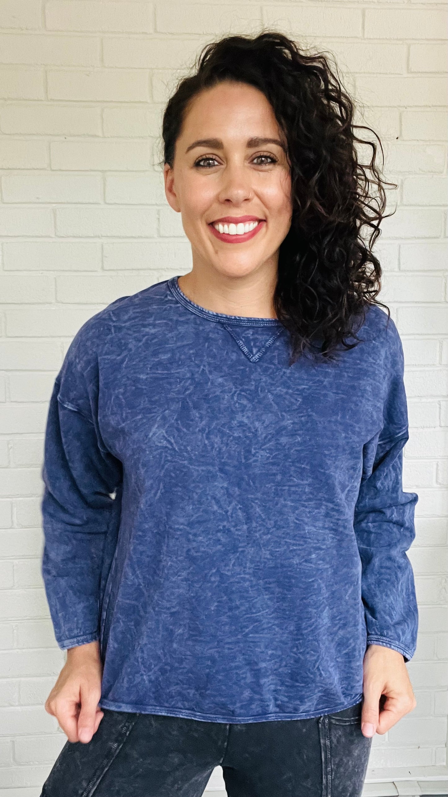 Cotton Lani Mineral Wash Long Sleeve Sweatshirt - Multiple Colors