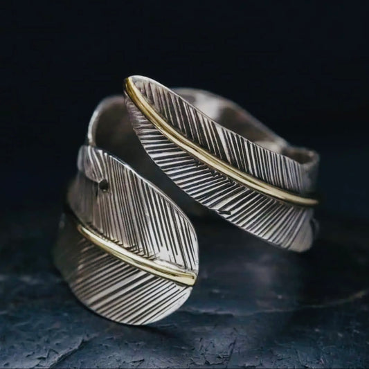 Baizaar Sterling Silver Adjustable Feather Wrap Ring