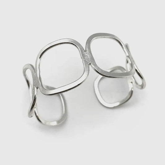 Anju Jewelry Silver Rounded Squares Cuff Bracelet