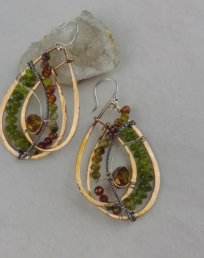 Art By Any Means Gemstone Leaf Earrings