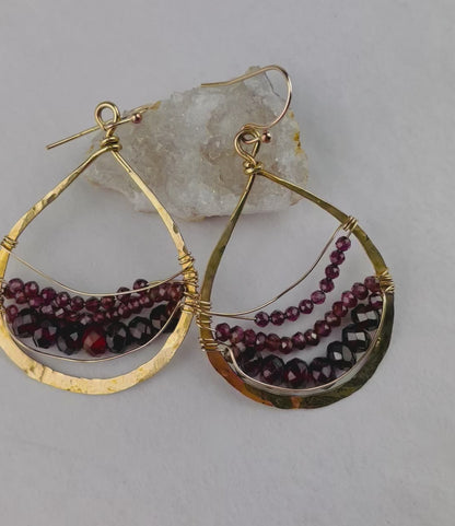 Art By Any Means Garnet Gold Drop Earrings