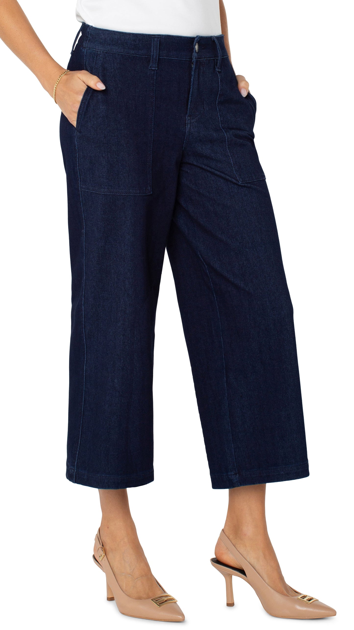 Liverpool Wide Leg Cargo Denim Pant