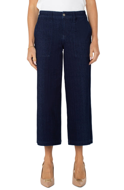 Liverpool Wide Leg Cargo Denim Pant